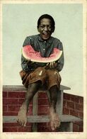 Black Americana, "Watermelon Jake" (1901) Detroit Photographic Co. 5522 Postcard - Black Americana