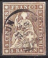 Schweiz Suisse 1856: II.Periode Faden Schwarz Fil Noir 5 RAPPEN Zu 22D Mi 13IIBys Yv 26b O OBERWETZIKON (Zu CHF 50.00) - Gebraucht