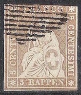 Schweiz Suisse 1856: II.Periode Faden Schwarz Fil Noir 5 RAPPEN Zu 22D Mi 13IIBys Yv 26b Mit Rauten-o (Zu CHF 50.00) - Gebraucht