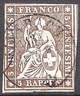 Schweiz Suisse 1857: III.Periode Faden Grün Fil Vert 5 RAPPEN Zu 22G Mi 13IIBym Yv 26  DIESBACH 13 NOV 61 (Zu CHF 30.00) - Gebraucht