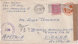 USA 1949      ENTIER POSTAL/GANZSACHE/POSTAL STATIONARY LETTRE CENSUREE DE SAN FRANCISCO POUR VIENNA - 1941-60