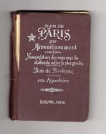 PLAN DE PARIS Par ARRONDISSEMENT BOIS DE BOULOGNE METROPOLITAIN Avec REPERTOIRE Début 20ème - Cartes/Atlas