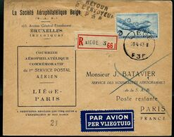 Doc. De LIEGE - F 3 F - Du 20/04/47 Vers Paris Et Retour (griffe) En Rec. (E) - Lettres & Documents