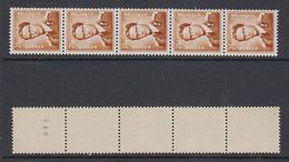 Belgie 1970 Rolzegels / Coil Stamps 2.50fr Strip Van 5 (1 Zegel Nummer Op Achterzijde) ** Mnh (48811A) - Franqueo
