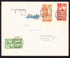 1936 Brief Aus Danzig Starfporto Annuliert, Nach Winterthur. - Storia Postale