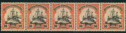 1911, 30 Pfg. Kaiseryacht Im Postfrischen 5-er-Streifen - Deutsch-Südwestafrika