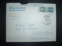 LETTRE Par Avion Pour La FRANCE TP MARIANNE D'ALGER 1F50 Paire OBL.27-11 44 ALGER RP - 1944 Coq Et Marianne D'Alger