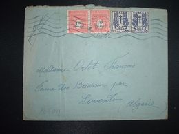 LETTRE Par Avion Pour ALGERIE TP ARC DE TRIOMPHE 1F50 Paire + CHAINES BRISEES 50c Paire OBL.MEC.31 MARS 45 TOULOUSE RP - 1944-45 Arco Del Triunfo