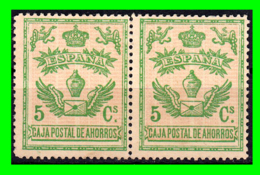 CAJA POSTAL DE AHORROS. PAREJA DE SELLOS ESPAÑA. 5 CTS. - Vrijstelling Van Portkosten