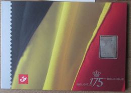 175 Jaar België, 2005, Albrt En Paola, Zilveren Zegel En Zegelblad In Herdenkingsboekje - Souvenir Cards