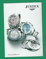 SWISS WATCHES JUSTEX 1969 CARTE RESTO VERSO MONTRES PUBLICITAIRES MARQUE  SINCE NEUF - Orologi Di Lusso