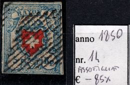 1850 Svizzera, 5 R.  Assottigliato, Usato - 1843-1852 Federal & Cantonal Stamps