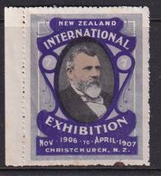 New Zealand 1906-07 Christchurch Exhibition Label #7 Damaged/creased - Errors, Freaks & Oddities (EFO)