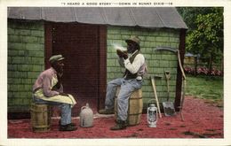 Black Americana, "Good Story Down In Sunny Dixie" (1930s) Kropp Co. 19 Postcard - Black Americana