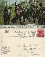 Black Americana, Two Fighting Boys (1906) Raphael Tuck "Dixie Land" Postcard - Negro Americana