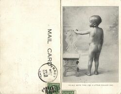 Black Americana, Southern Souvenir, Funny Young Boy (1913) Double Postcard - Black Americana