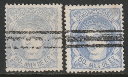 Spain Sc 166 & 166b Used Bar Cancels - Used Stamps