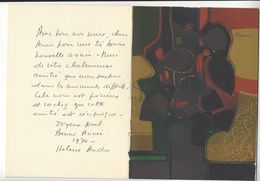 ANDRE MINAUX (1923-1986) AQUARELLE CARTE DE VOEUX + AUTOGRAPHE ORIGINAL AUTOGRAPH /FREE SHIPPING REGISTERED - Acquarelli