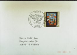 BRD: FDC-Brief Mit 60+30 Pfg Weihnachtsmarke 1981 Ersttags-Stpl 5300 BONN 1 Vom 12.11.1981 Knr: 1113 - 1981-1990