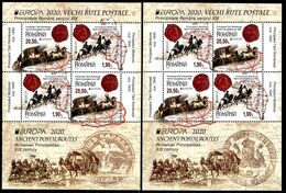 ROMANIA/Rumänien, EUROPA 2020 "Ancient Postal Routes" Set Of 2 Minisheets** - 2020