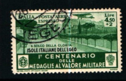 19414B) ITALIA-EGEO-Centenario Dell'istituzione Delle Medaglie Al Valor Militare - POSTA AEREA - Dicemb- 1 VALORE USATO - Egeo (Lipso)