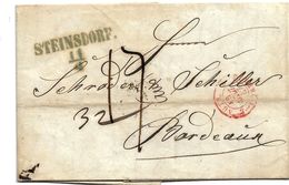 AV099 / ÖSTERREICH - Steinsdorf (Böhmen) 1847 Nach Bordeaux - ...-1850 Prephilately