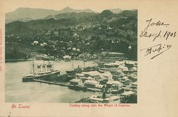 St Lucia . Castries  Pionneer Card Undivided Back.  Edit J. Le Grand . Coaling Along The Wharf - Sainte-Lucie
