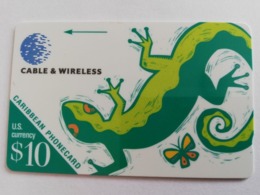 CARIBBEAN GENERAL /CARIBBEAN  C&W    $10 LIZARD    GEN-209A  209BCAA  NEW Logo C&W **2715**(RR) - Antilles (Other)