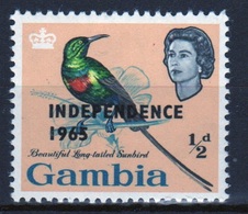 Gambia Queen Elizabeth 1965 Single Half Penny Bird Stamp Overprinted 'Independence 1965'. - Gambia (...-1964)