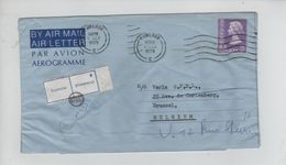 384PR/ Hong Kong Air Letter Aerogramme C.Kowloon 1978 > Belgium Brussels Label Unknow Redirected New Address - Briefe U. Dokumente