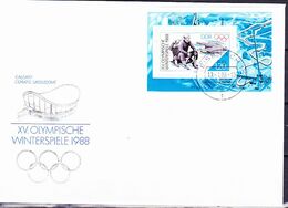 DDR GDR RDA - Olympiade Calgary (MiNr: Block 90) 1988 - FDC Ortsstempel Eisenach  LESEN - 1981-1990