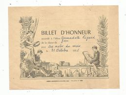 JC ,billet D'honneur , école  ,1956 ,frais Fr 1.45 E - Unclassified