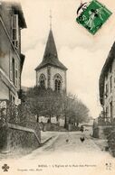 87. CPA. NIEUL L'église Et La Rue Des Perrons - 1908.  Scan Du Verso. - Nieul