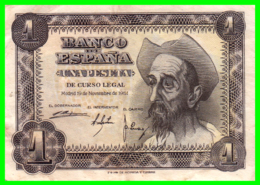 PRECIOSO BILLETE DE 1 PESETA EMITIDO POR EL BANCO DE SERIE Nº S 0063425   ESPAÑA - 1-2 Pesetas