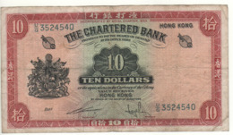 HONG KONG   $ 10  The Chartered Bank  P70c (ND  (1962-1970) - Hongkong