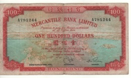 HONG KONG   Rare  $100   MERCANTILE Bank  Ltd    P244d    Dated  16th November  1970 - Hong Kong