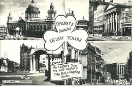 REAL PHOTOGRAPHIC POSTCARD - MULTIVIEW ADVERTISING DEVENNY'S IRISH TOURS - BELFAST - Antrim / Belfast