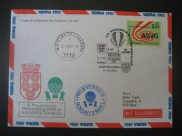 Österreich 1981- WIPA1981 23. Sonderballonpostflug Mistelbach 21.2.1981 - Balloon Covers