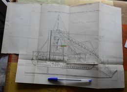 Drague (Hercules) Construite Pour Le Percement Du Canal De Panama - 1885 -  Lot De 2 Planches - Maschinen