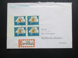Berlin 1965 Wohlfahrt Märchen Nr. 269 Als Viererblock Vom Seitenrand Einschreiben Auslandsbrief In Die Schweiz - Cartas & Documentos