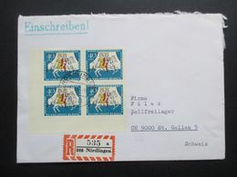 Berlin 1965 Wohlfahrt Märchen Nr. 269 Als Eckrand Viererblock Einschreiben Auslandsbrief In Die Schweiz - Covers & Documents