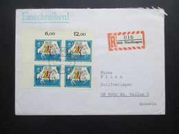 Berlin 1965 Wohlfahrt Märchen Nr. 269 Als Eckrand Viererblock Einschreiben Auslandsbrief In Die Schweiz - Brieven En Documenten