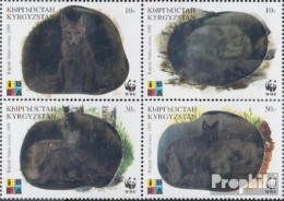 Kirgisistan 172-175 Viererblock (kompl.Ausg.) Mit Hologrammfolie Postfrisch 1999 Steppenfuchs - Kirgisistan