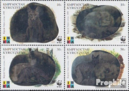 Kirgisistan 172-175 Viererblock (kompl.Ausg.) Mit Hologrammfolie Postfrisch 1999 Steppenfuchs - Kirghizistan