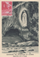 Carte  Maximum  1er  Jour   VATICAN    Centenaire  Des  Apparitions  De   LOURDES   1958 - Cartes-Maximum (CM)