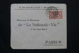 SYRIE - Enveloppe Commerciale De Beyrouth  Pour Paris En 1921, Affranchissement Merson - L 64832 - Briefe U. Dokumente