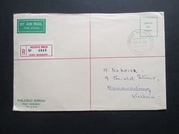 Australien 1966 Air Mail Portofrei /Service Des Postes Einschreiben Philatelic Bureau Port Moresby - Nunawading Victoria - Cartas & Documentos