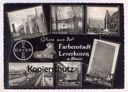 ÄLTERE POSTKARTE GRUSS AUS DER FARBENSTADT LEVERKUSEN AM RHEIN CARL DUISBERG GYMNASIUM STADTBAD MORSBROICH AUTOBAHN AK - Leverkusen