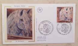 FRANCE Chevaux, Cheval, Hippisme, Equitation, Attelage, Percheron Yvert N° 1982 FDC SUR SOIE, Enveloppe 1er Jour - Horses