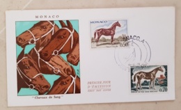 MONACO Chevaux, Cheval, Hippisme, Horse, Caballo  FDC, Enveloppe 1er Jour  1970 - Caballos